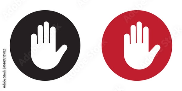 Fototapeta Stop sign set. Stop icon isolated on white background. Vector illustration. Stop hand sign with text. Red stop sign.