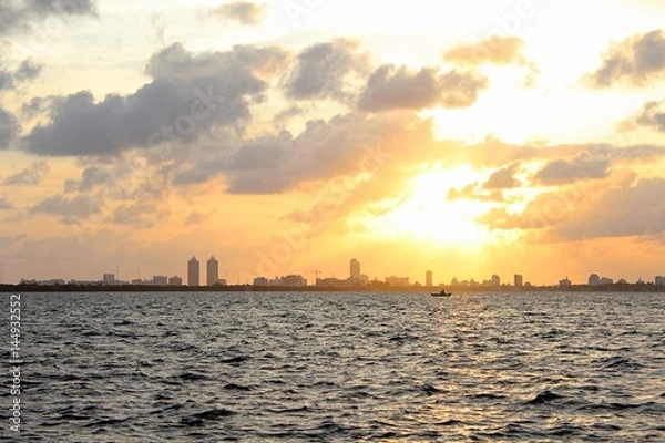 Obraz Local Fisherman Going Home in Sunset