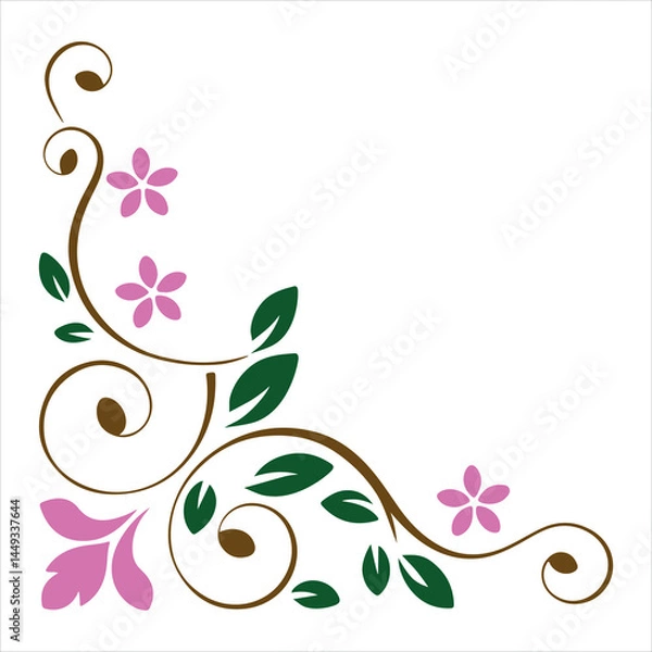 Obraz Beautiful floral design corner vector illustration