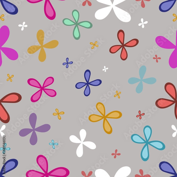 Obraz Floral seamless pattern ,flower branches seamless pattern , vector , illustration ,flowers pattern design Seamless flower pattern with colorful little flowers. Simple flat bright flowers background