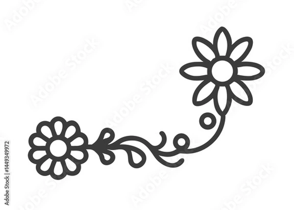 Fototapeta Sunflower Floral Border Vector in Line Drawing, Botanical Sunflower Frame, Minimalist Flower Outline, Cut Out