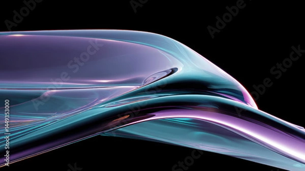 Obraz Glossy Wave-Like Structure with Reflections a high-tech concept illustration representing global communication, data flow, and digital connectivity in a modern networked world.