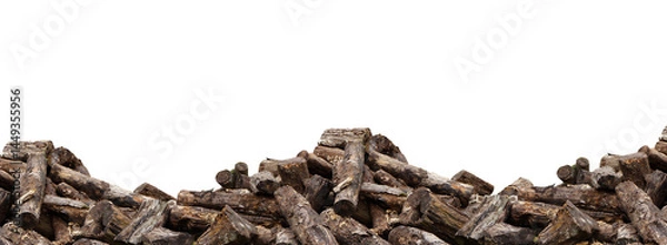 Fototapeta Stack of Dry Firewood Logs on transparent Background