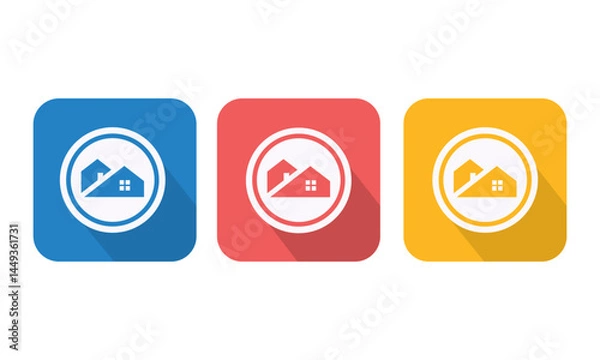 Fototapeta Home and Property Logo Variants – Flat Real Estate Symbols