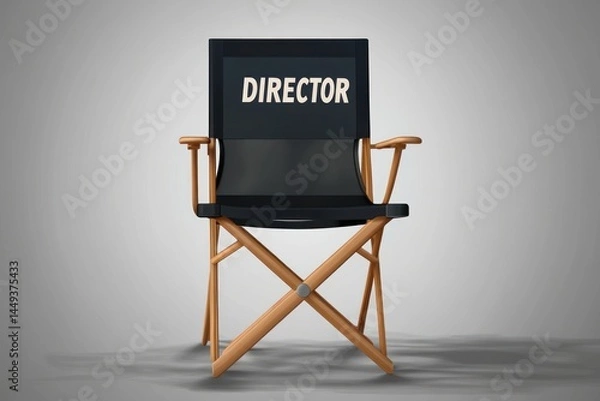 Fototapeta movie directorâ€™s chair with "DIRECTOR" text, realistic, isolated on transparent background