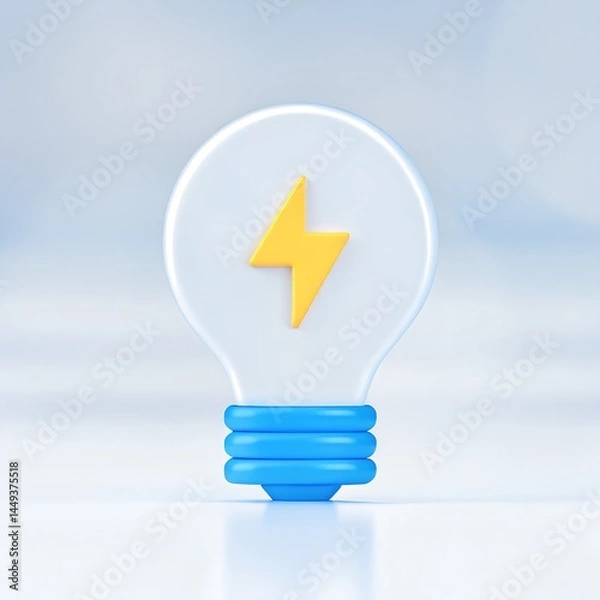 Fototapeta 3D Lightbulb Icon Design for Innovation, Creativity, and Digital Idea Visualization Tools