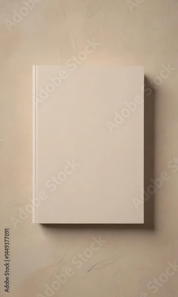 Obraz Blank book cover mockup on textured background  Cream linen texture ,  texture,  background