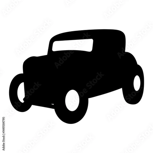 Fototapeta Silhouette of a classic hot rod car in a side view