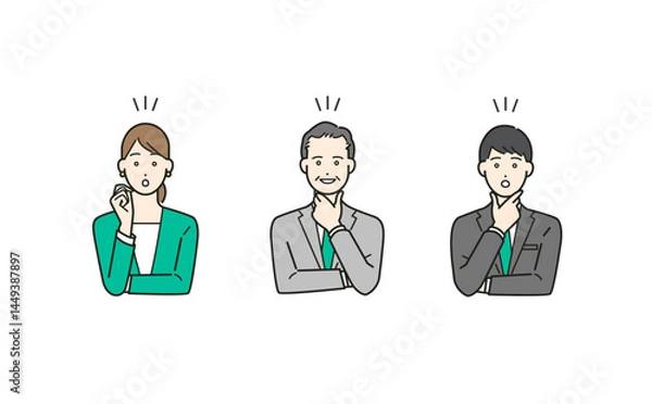 Obraz 人物 閃いたビジネスマンの明るい表情 ベクターイラストセット素材