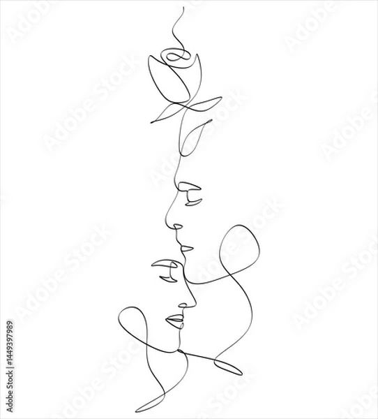 Fototapeta Abstract line drawing of a couple in love can be used for tattoos, logos, avatars