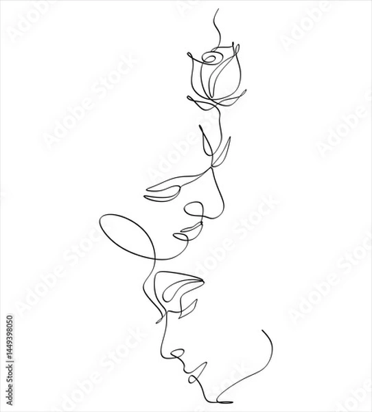 Fototapeta Abstract line drawing of a couple in love can be used for tattoos, logos, avatars