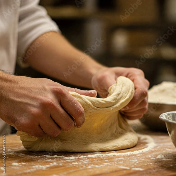 Obraz Hands kneading pizza dough.