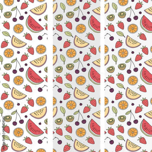Fototapeta assorted with fruits and berries seamless pattern