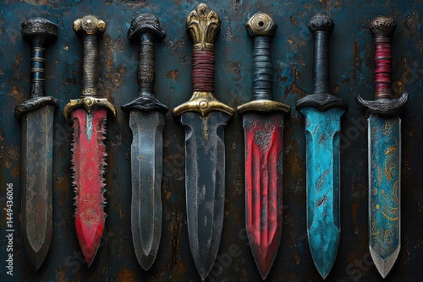 Fototapeta Artistic Representation of Knives, Daggers, and Swords