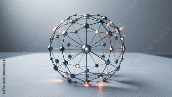 Fototapeta Global business network with glowing nodes and lines, symbolizing modern corporate connectivity and innovation.
