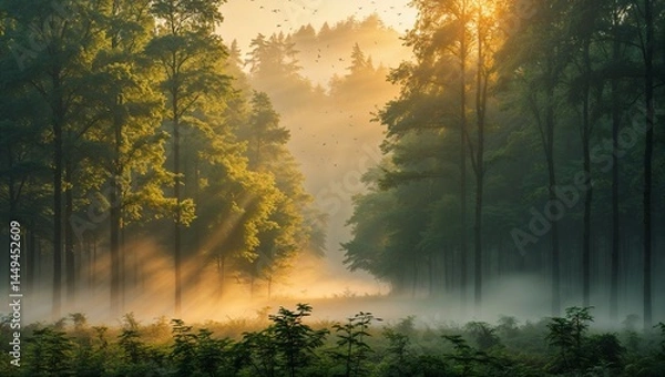 Obraz sunrise in the forest