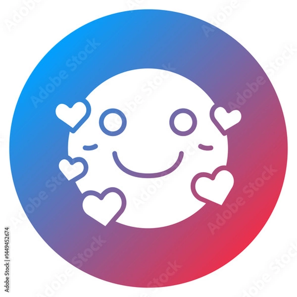Fototapeta Smiling Face with Hearts Vector Icon