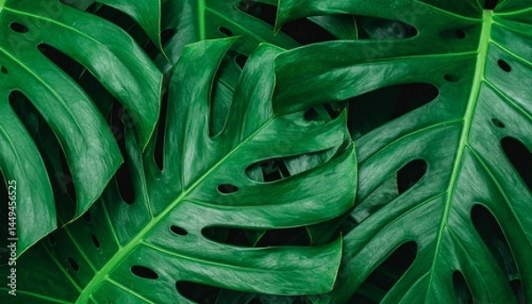 Fototapeta  Lush Green Leaf Texture – Tropical Monstera Background 