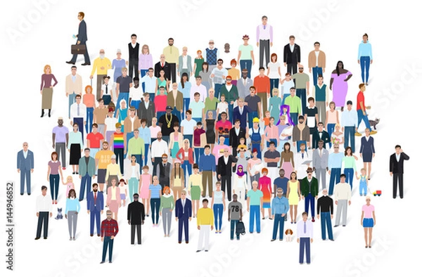 Fototapeta Crowd of different people, vector illustration