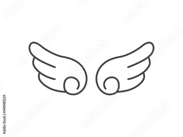 Fototapeta シンプルな天使の羽のアイコン,白,線画,イラスト