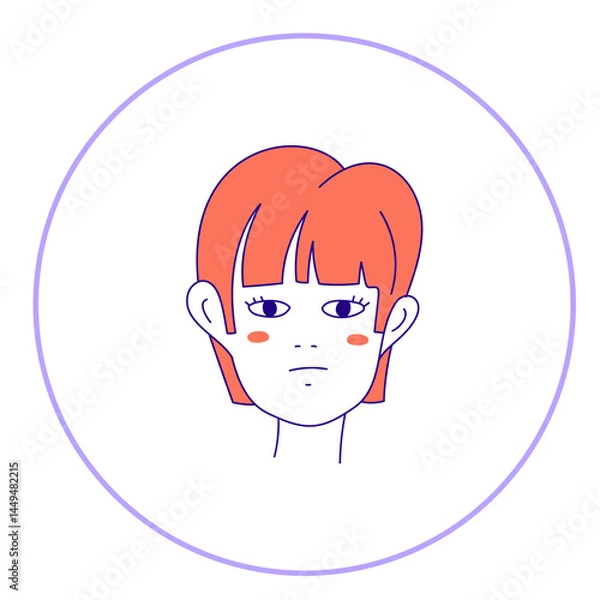 Fototapeta Hand drawn doodle face. Simple avatar portrait of men, woman various ages for social media, apps, icons, website