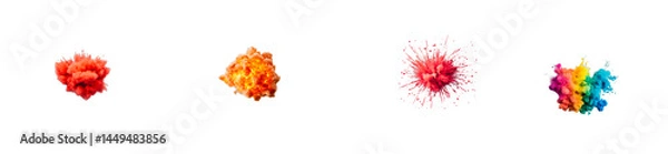 Fototapeta Isolated colorful smoky explosions set against solid backdrop, cut out transparent