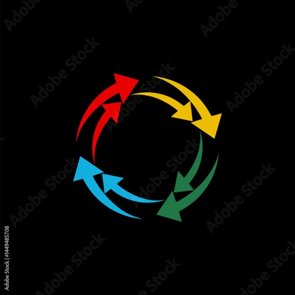 Obraz Circular Process Flow Arrows icon isolated on black background