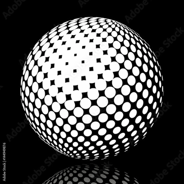 Fototapeta Set abstract halftone 3D spheres. Dotted spot vector design elements.