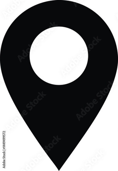 Fototapeta Black map pin icon indicates location in a simple and effective way for everyone