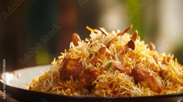 Fototapeta Scrumptious Chicken Biryani: An Aromatic Indian Delight