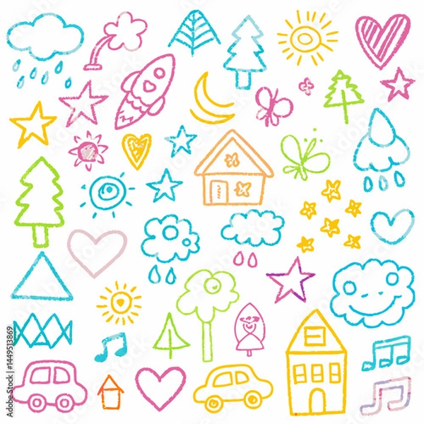 Obraz hand drawn kid seamless pattern on white background