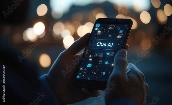 Fototapeta Smartphone displaying Chat AI interface