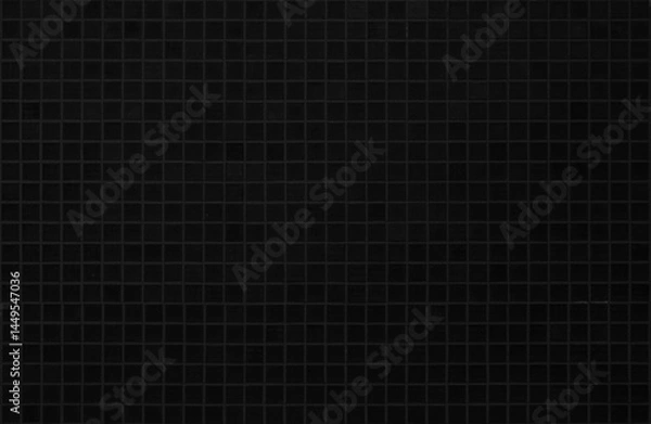 Fototapeta Dark black ceramic wall chequered and floor tiles mosaic background in bathroom. Design pattern geometric with grid wallpaper texture decoration pool. Simple seamless abstract surface grunge.