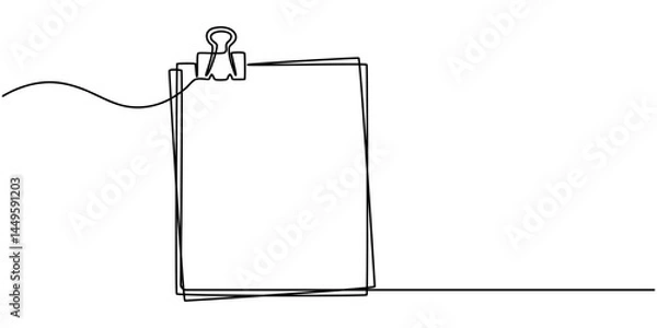 Obraz Continuous Line Drawing of Survey Icon. Hand Drawn Symbol Vector Illustration, Continuous Line Clipboard Illustration Concept, Checklist Continuous Line Icon, Frame clipboard continuous one line draw.