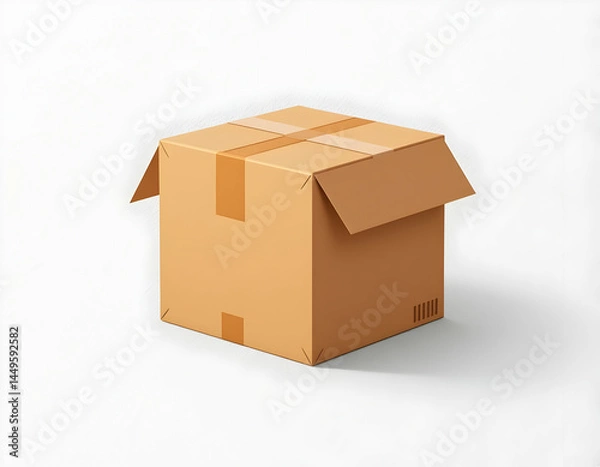 Fototapeta Open Cardboard Box on White Background for Shipping or Delivery