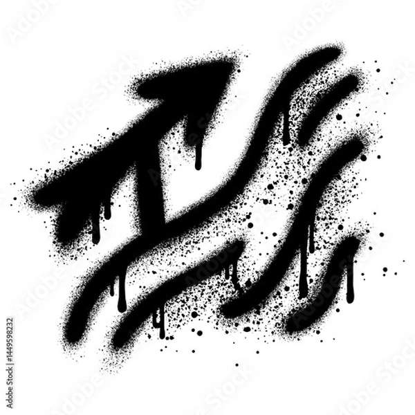 Fototapeta arrow in urban graffiti style with black spray paint indicating a steep incline. vector illustration.