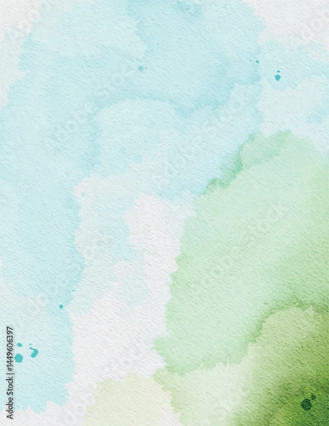 Fototapeta Blue and green watercolor background, Abstract blue and green watercolor background, Abstract paint gradient, Beautiful Blue and green Watercolor Background, blue watercolour paper texture background