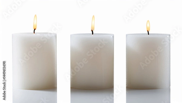 Obraz White candles on a wooden tray
