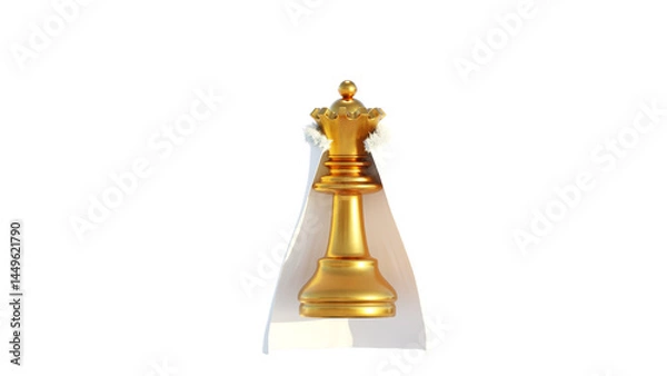 Obraz golden chess queen with white kings mantle 3D rendering