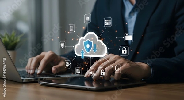 Fototapeta Cloud Computing Data Security Online Access