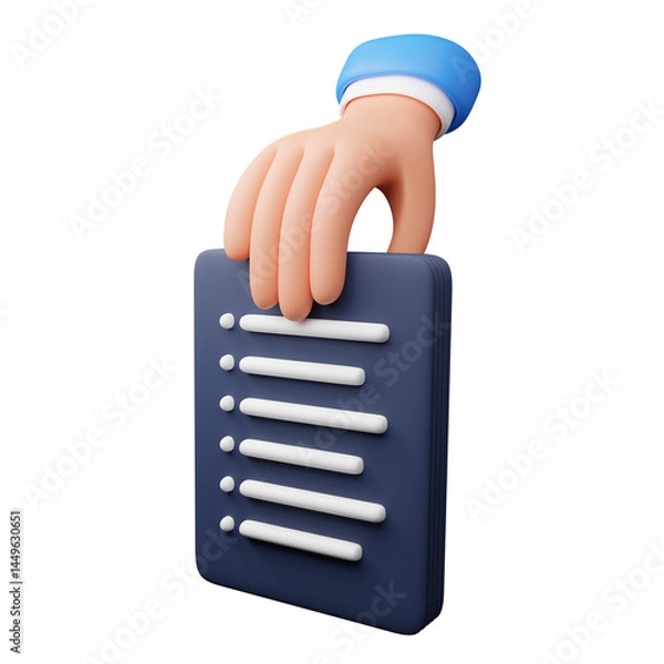 Obraz Hand holding document pile 3d illustration