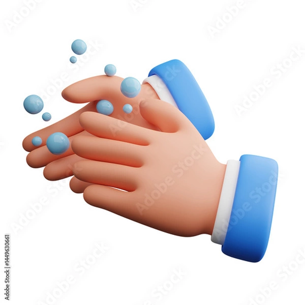 Obraz 3d illustration of hand washing with soap bubbles