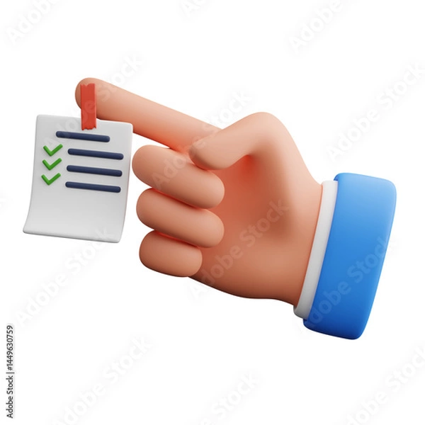 Obraz Hand holding reminder notes 3d illustration