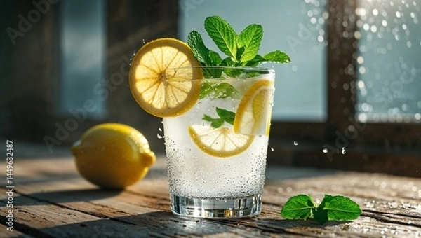 Obraz Refreshing Homemade Lemonade – Summer Citrus Drink with Mint