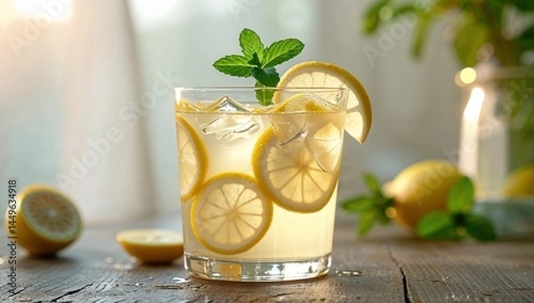 Obraz Refreshing Homemade Lemonade – Summer Citrus Drink with Mint