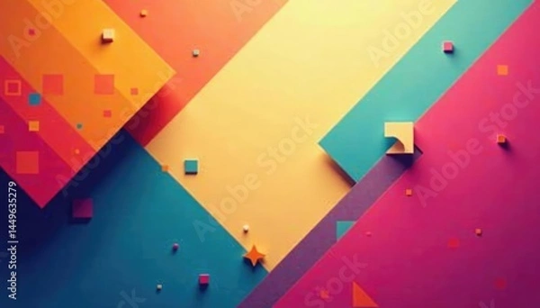 Fototapeta Geometric abstract shapes in bold contrasting colors, decor, modern, geometric