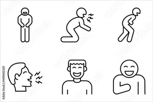Fototapeta Laughing linear icon set. Feelings expression. Outline isolated user interface element for app and web. vector illustration on white background