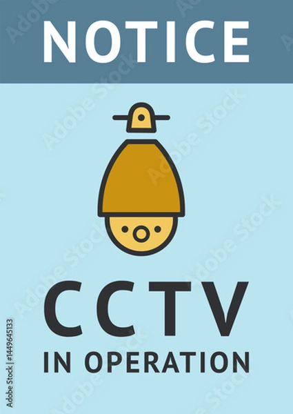 Fototapeta CCTV sticker, video surveillance poster, security camera banner, vector illustration
