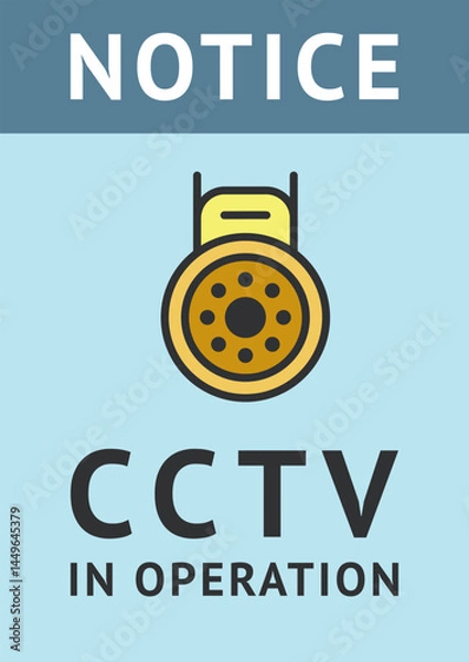 Fototapeta CCTV sticker, video surveillance poster, security camera banner, vector illustration