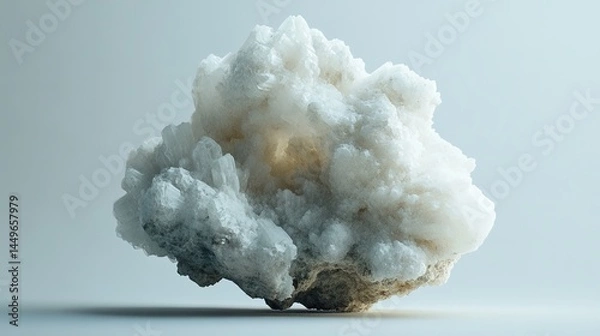 Obraz A single halloysite mineral with a white to gray color and a earthy luster. The mineral has a tubular texture, with smooth surfaces and fine particles. The background is neutral